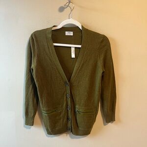 NWT Wallace from Madewell Olive Green Zipper Detail Linen blend cardigan small